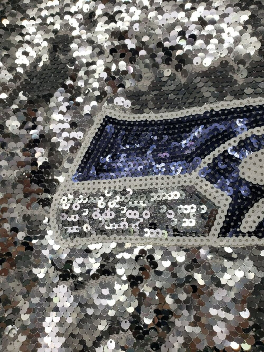 Seattle Seahawks Sequins Silver Blue Bomber Jacket Womens M Medium NFL Bling - Picture 14 of 16